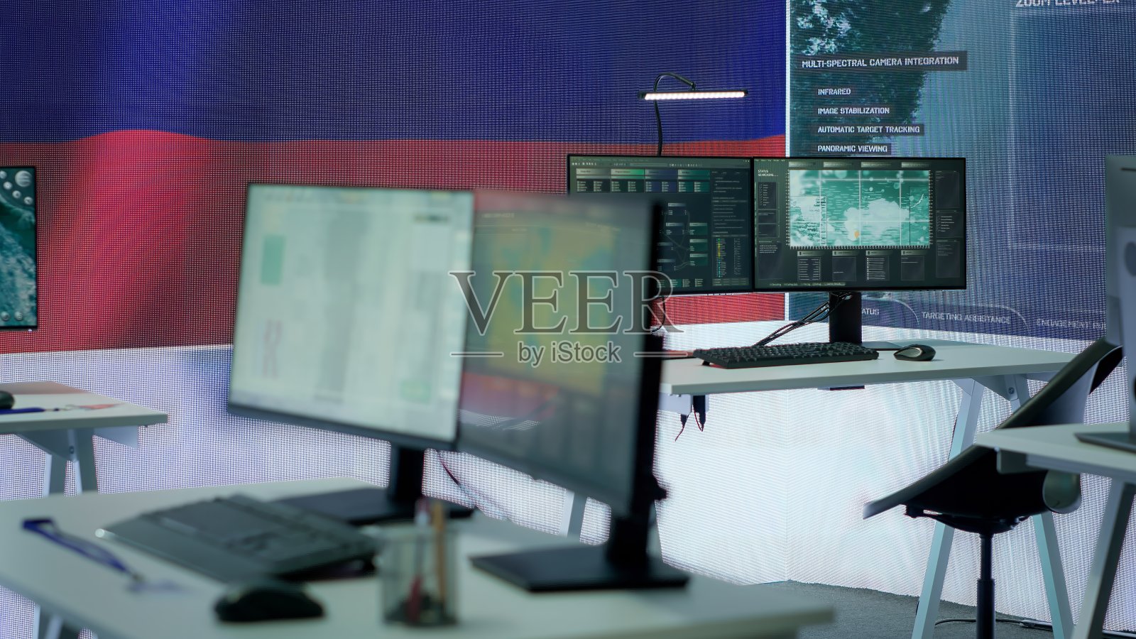 空的俄罗斯联邦军事指挥所管理网络战宣传照片摄影图片