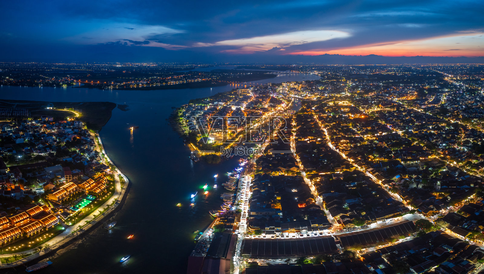 会安古镇的鸟瞰图,联合国教科文组织遗产。越南旅游景点照片摄影图片