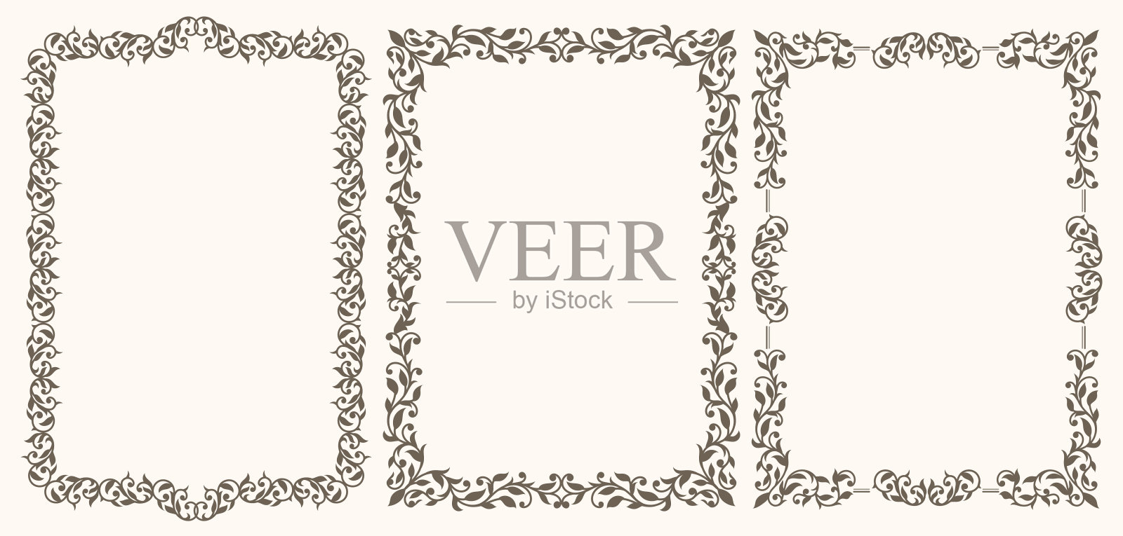 一套装饰复古框架和边界插画图片素材