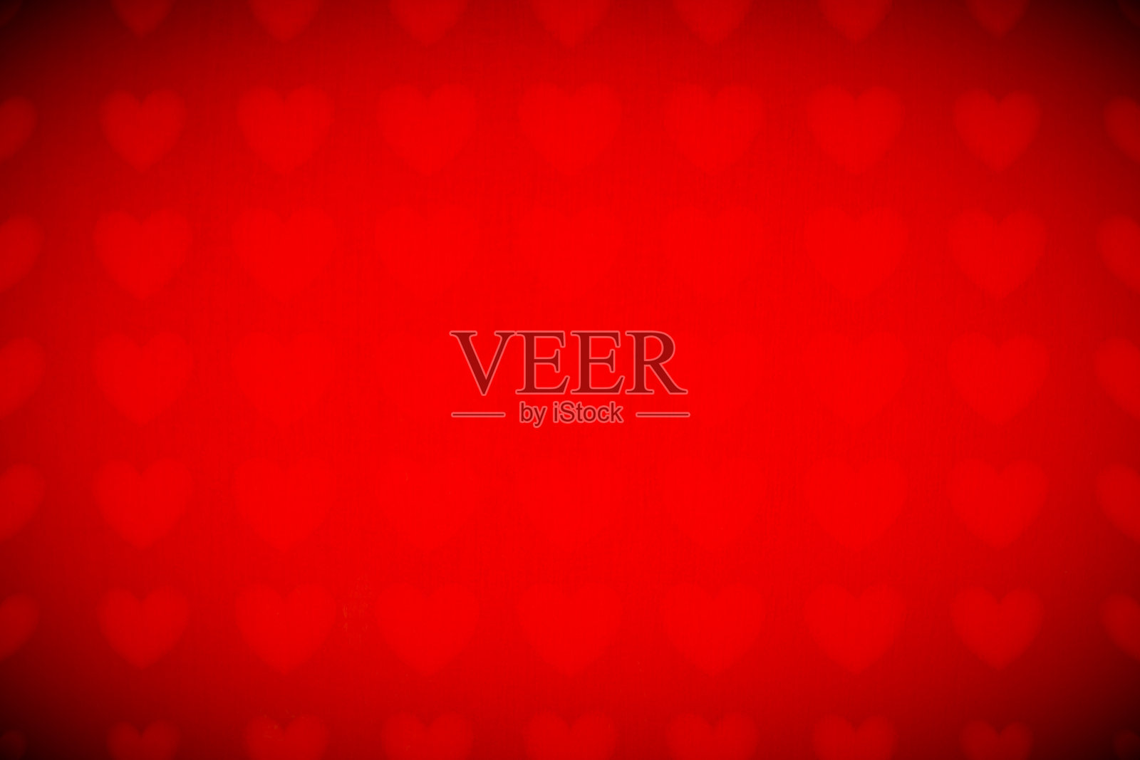 情人节主题红色背景:以小爱心为边框的横幅背景,中心光晕插画图片素材