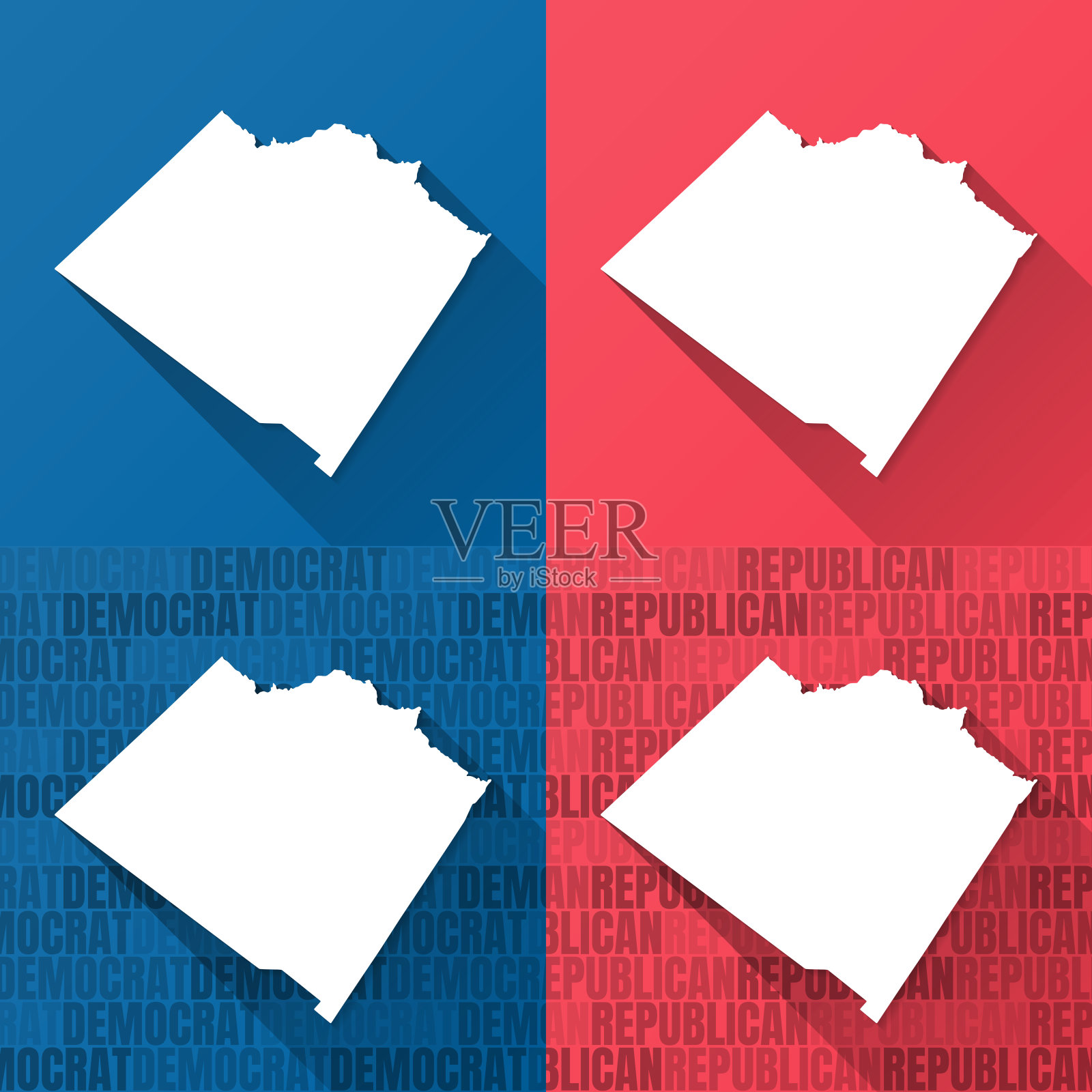 佐治亚州沃尔顿县。蓝色和红色背景的地图插画图片素材