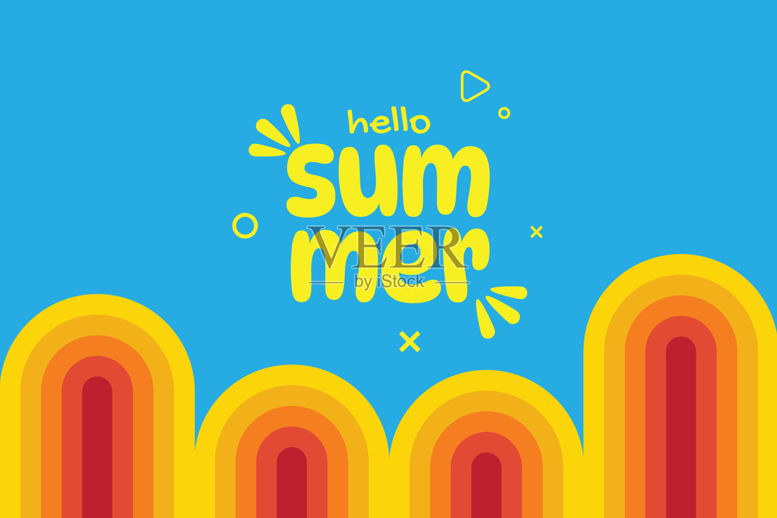 暑假写生作文。抽象背景上的夏季字母。股票插图插画图片素材