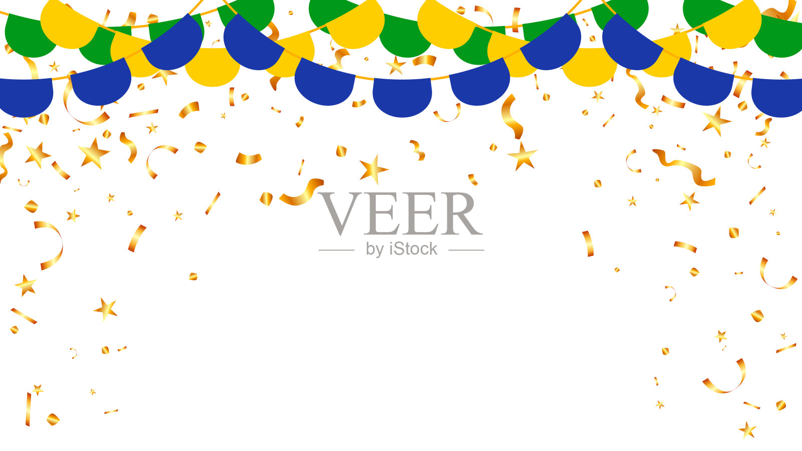 在巴西,人们用纸旗和金色纸屑庆祝节日插画图片素材