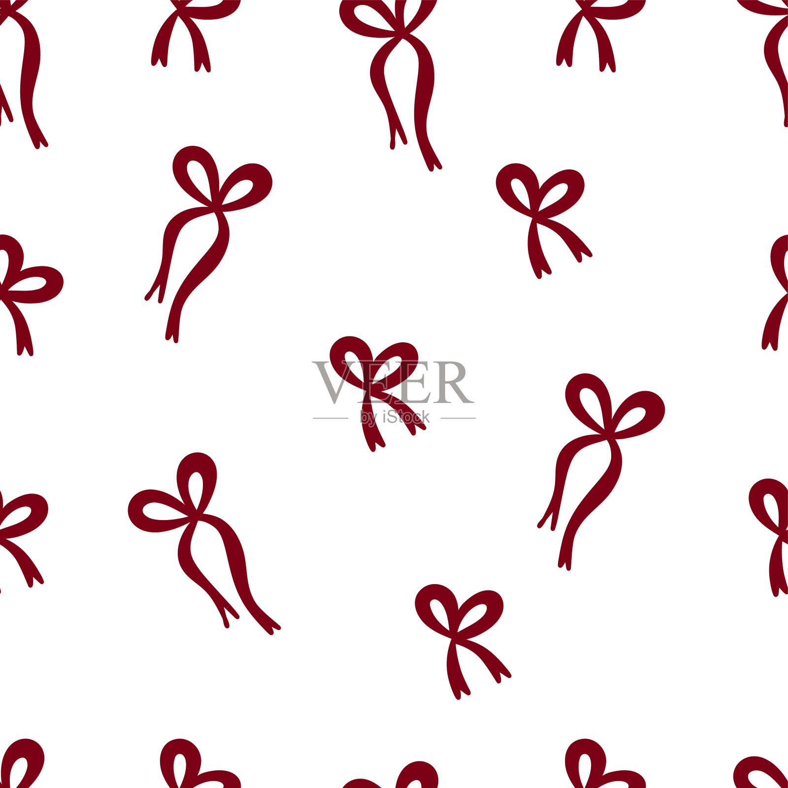 可爱的图案无缝红丝带蝴蝶结。可爱的女性浪漫背景的纺织品,织物,壁纸,包装插画图片素材