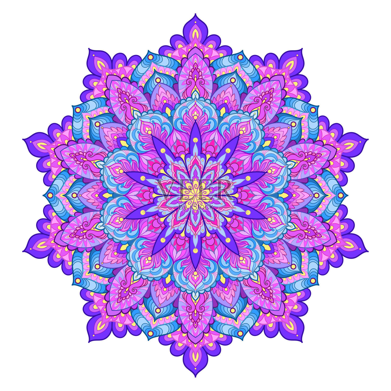 曼荼罗紫色。孤立在白色背景上。矢量图插画图片素材