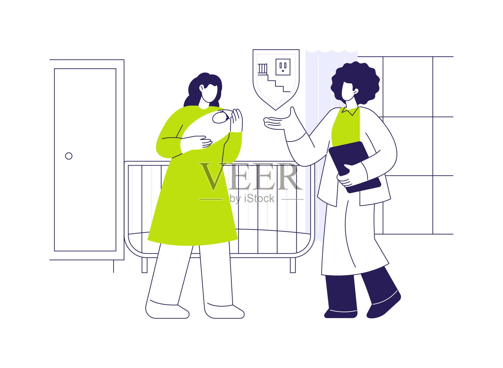 婴儿安全咨询抽象概念矢量插图。插画图片素材