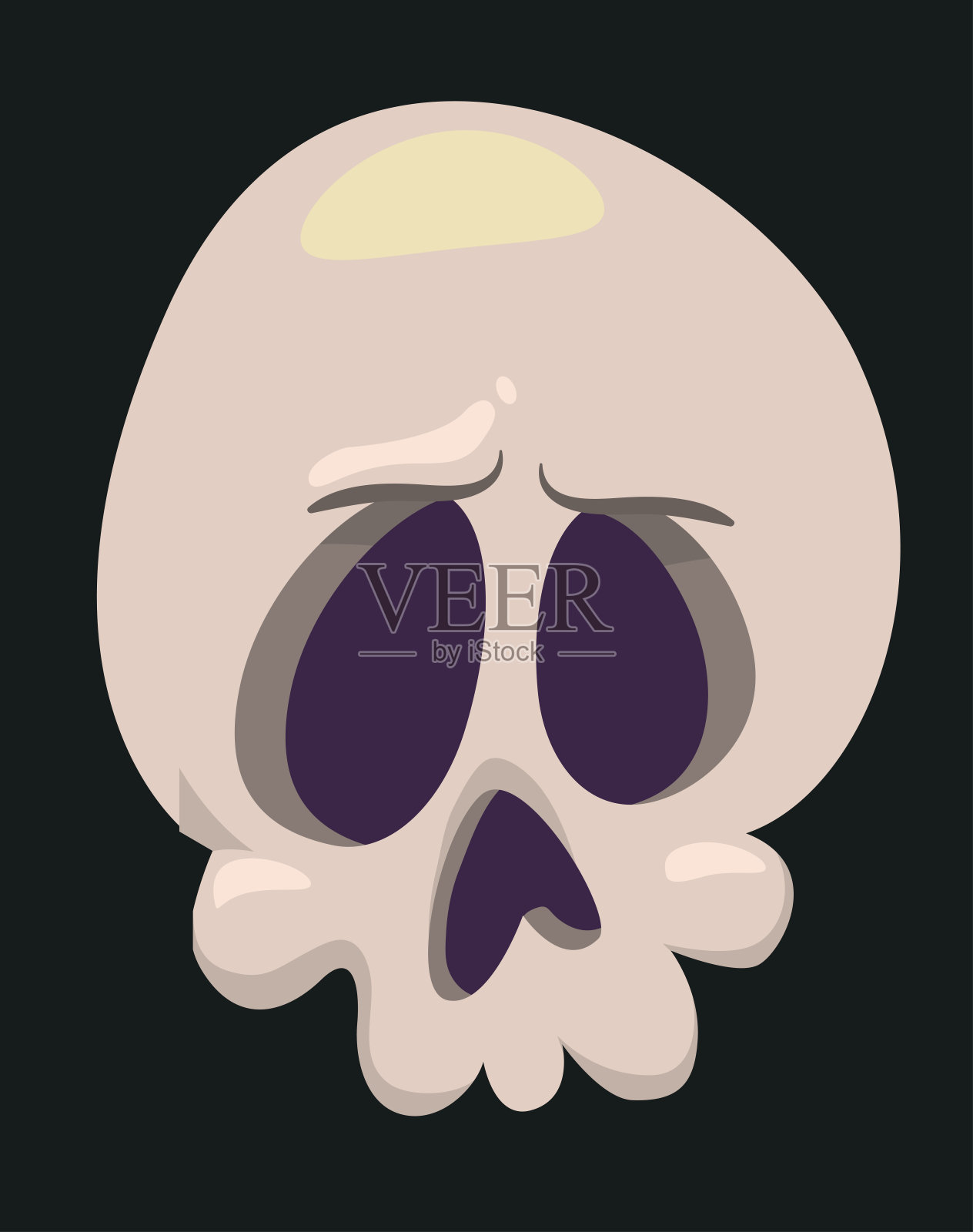 死神卡通人物孤立在一个白色的背景。可爱的黑兜帽死亡角色。骷髅脸化身插画图片素材