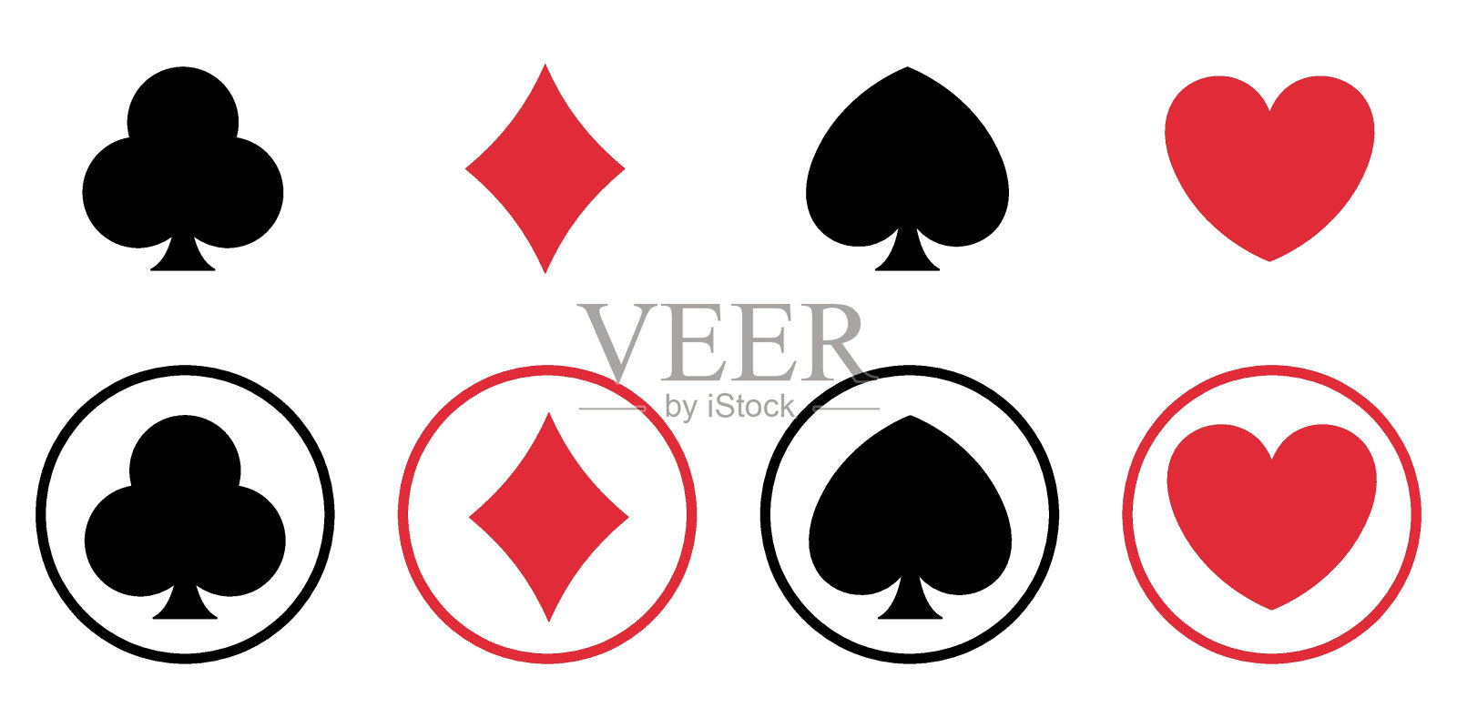 套装卡片图标集。扑克的象征。插画图片素材