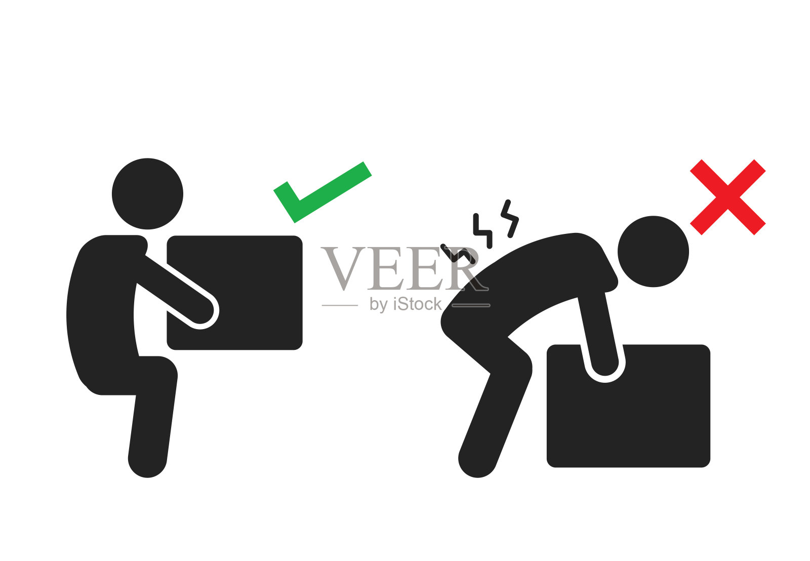 举起重箱子图标,正确的举起姿势,物体举起图标,安全第一插画图片素材