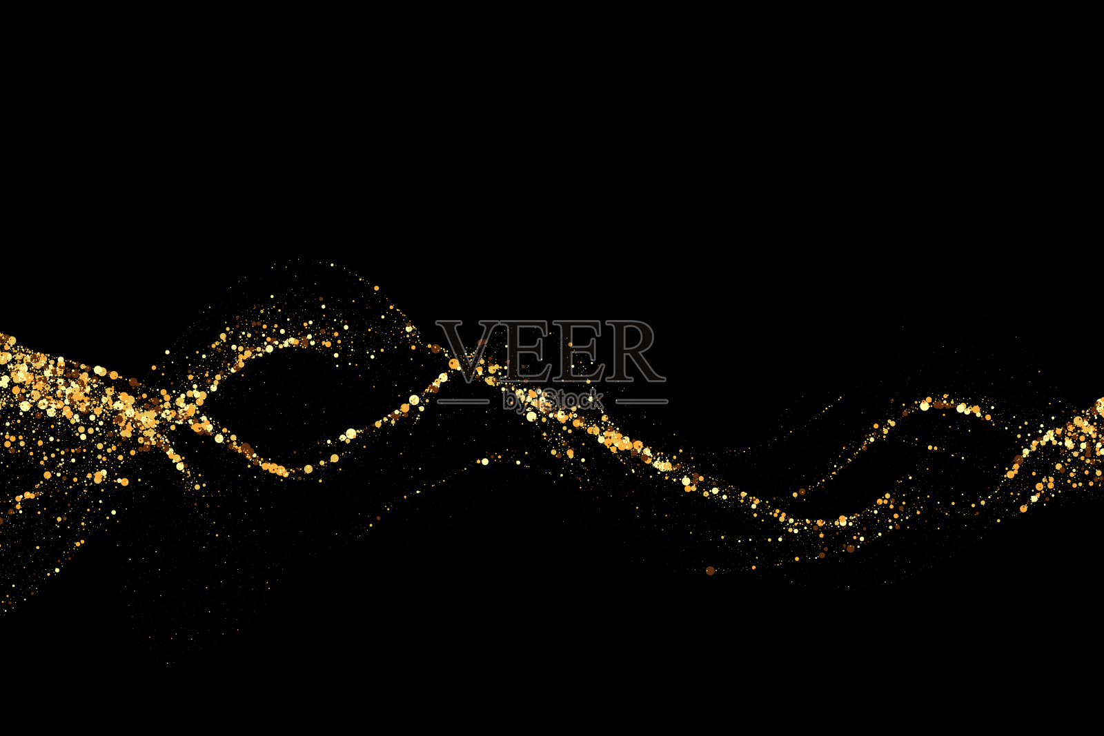 黑色背景上的金色闪光纹理。像波浪一样的金色颗粒流,闪闪发光的五彩纸屑爆炸。节日的背景。插画图片素材