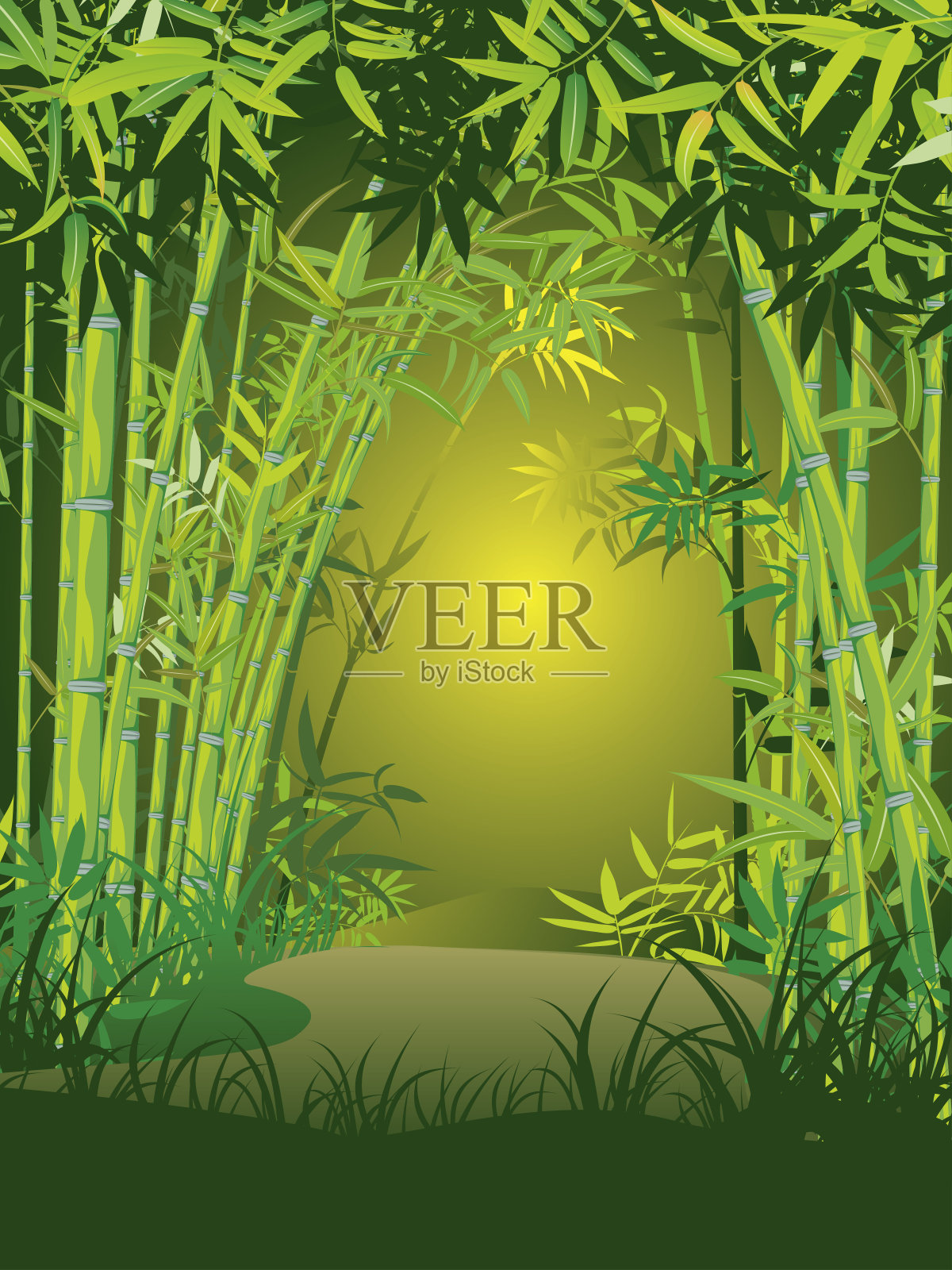 竹林景观插画图片素材