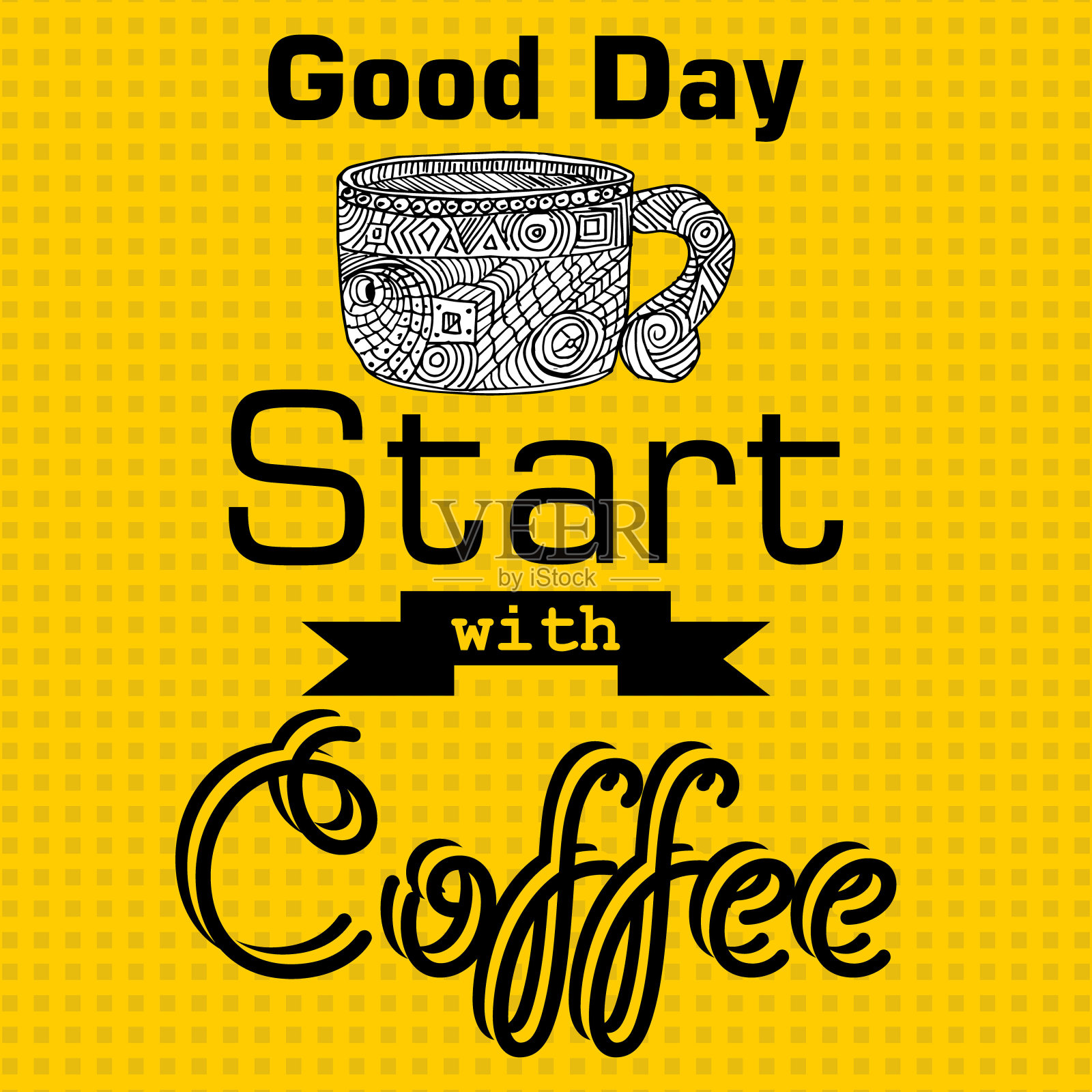 你好,从咖啡开始,引用矢量插画图片素材
