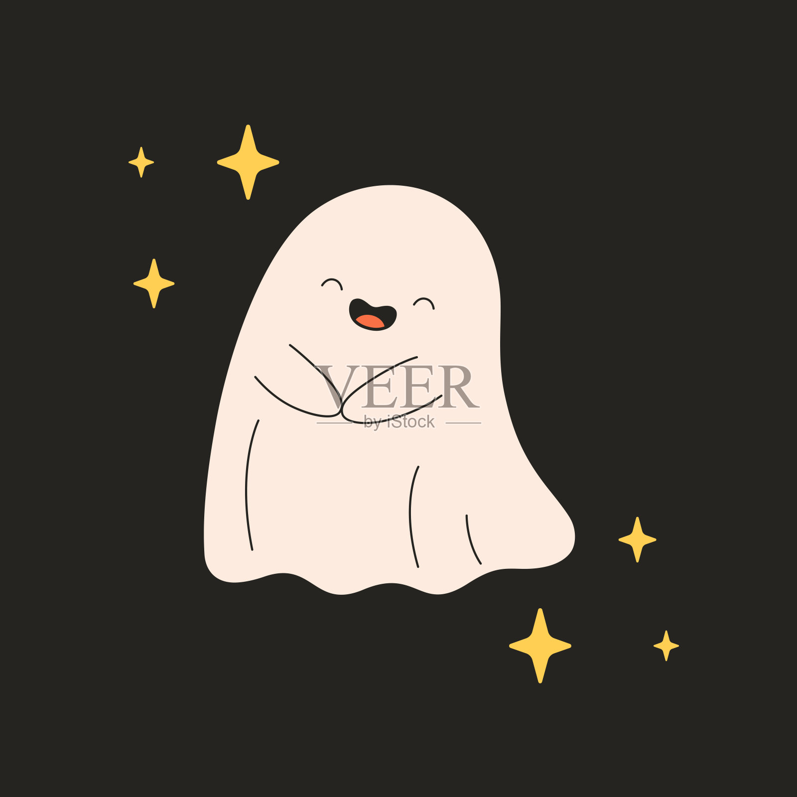 可爱的鬼角色。万圣节幽灵,幽灵。万圣节快乐。矢量插图在平面风格插画图片素材