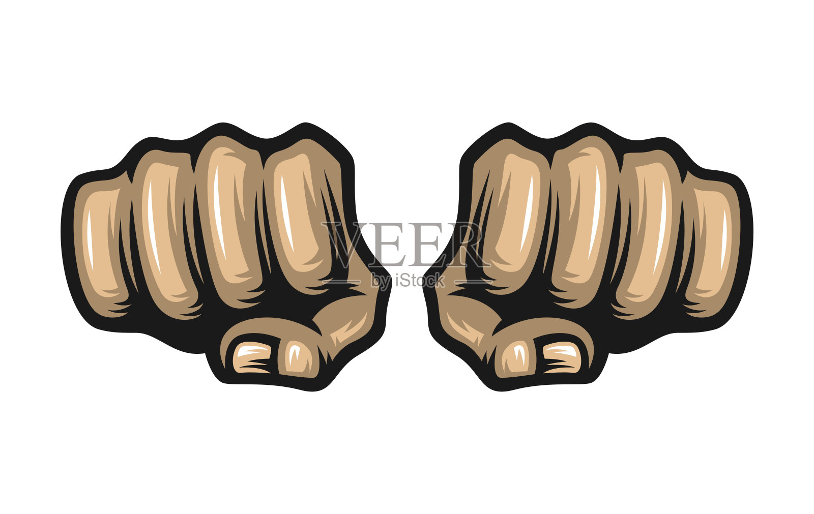 两个拳头孤立在白色背景上插画图片素材