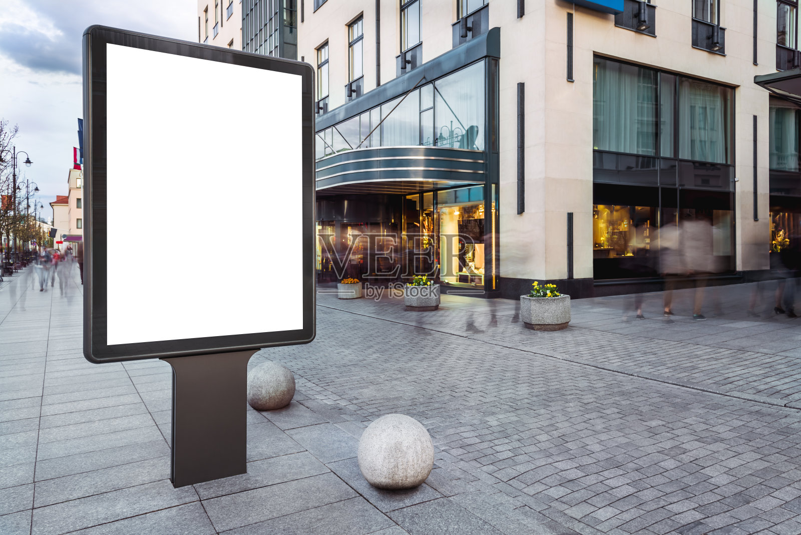 垂直街道广告海报广告牌的空白模型照片摄影图片