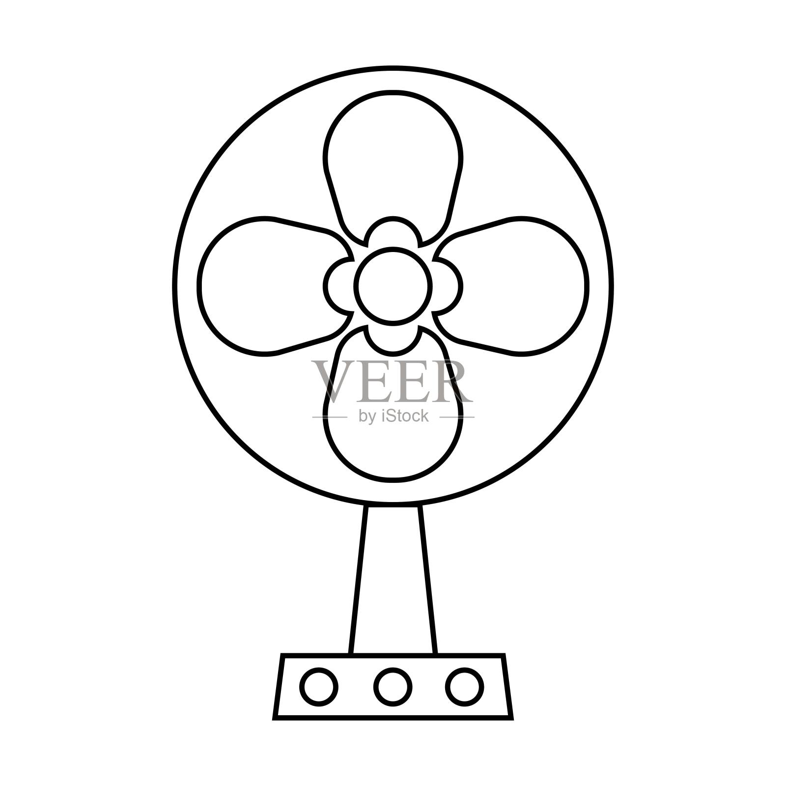 白色背景上的风扇图标矢量插画图片素材