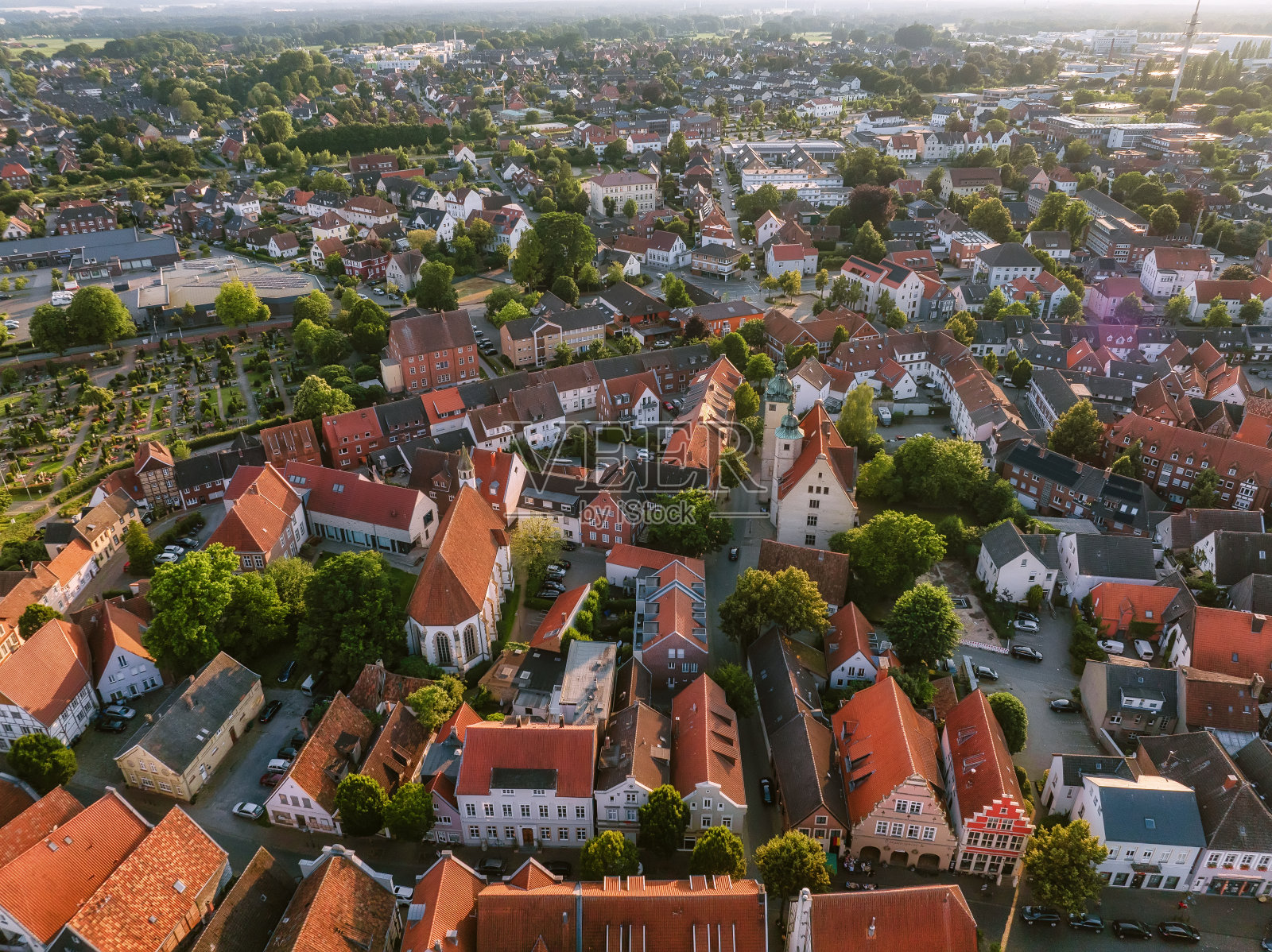 德国北莱茵-威斯特伐利亚州施泰因福特镇鸟瞰图照片摄影图片