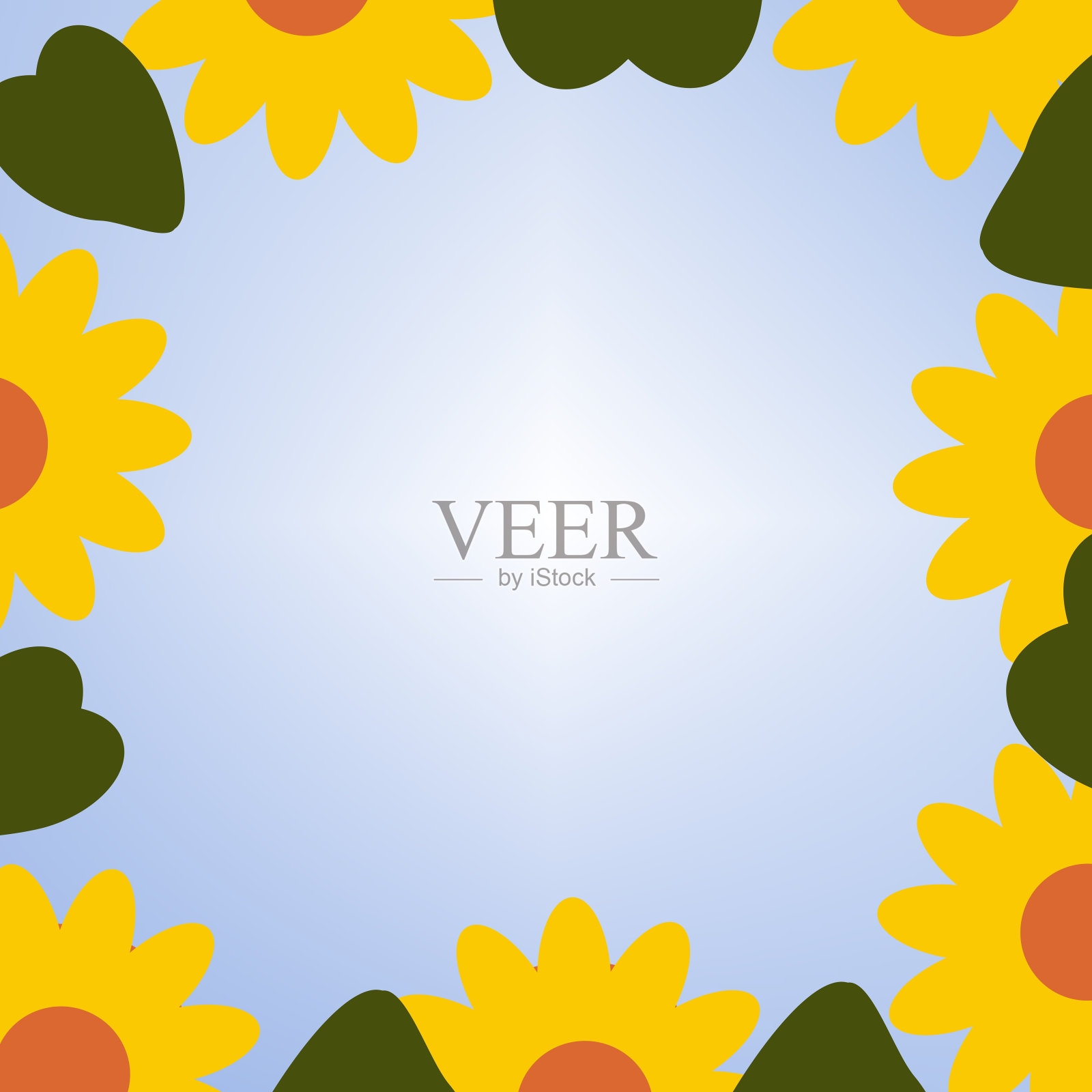 向日葵剪贴画在蓝天背景横幅矢量插图插画图片素材