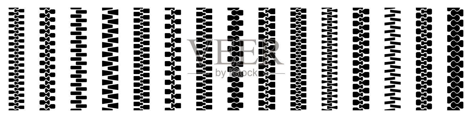 拉链扣套。拉链廓形系列。矢量插图。插画图片素材