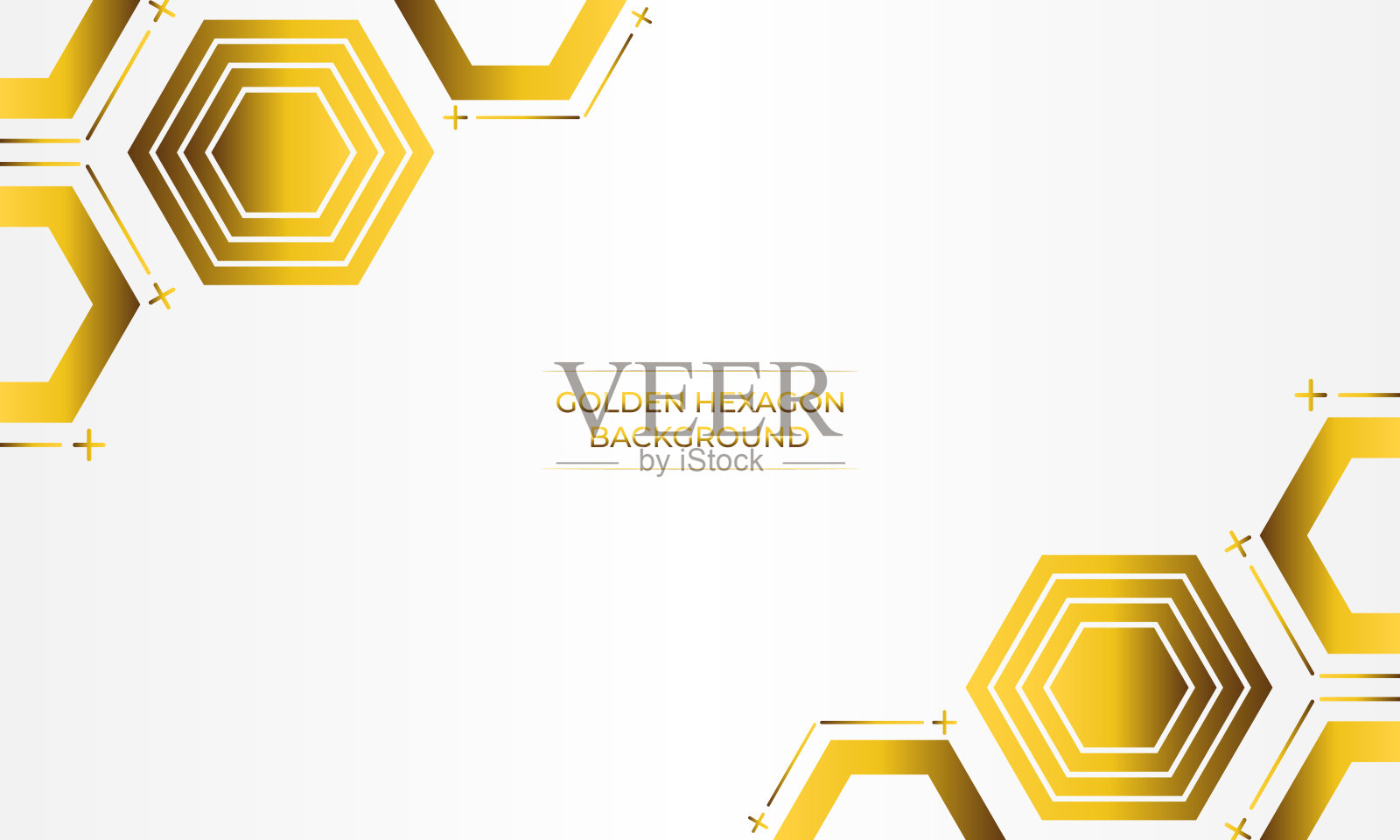 豪华白色背景与金色六边形设计插画图片素材