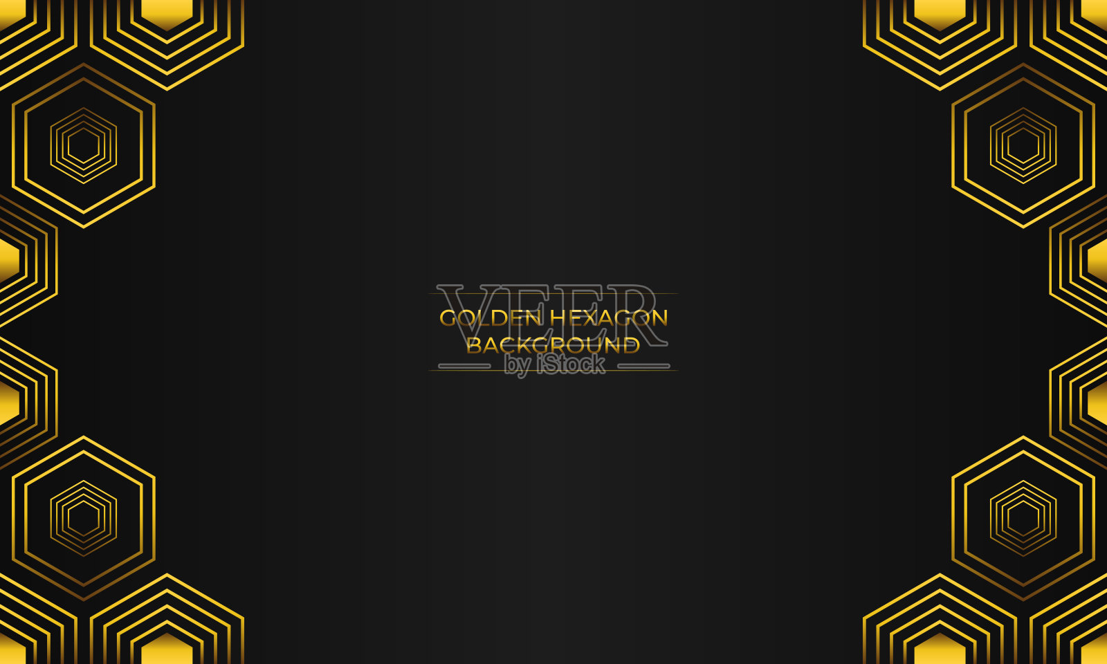 豪华黑色背景与金色六边形设计插画图片素材