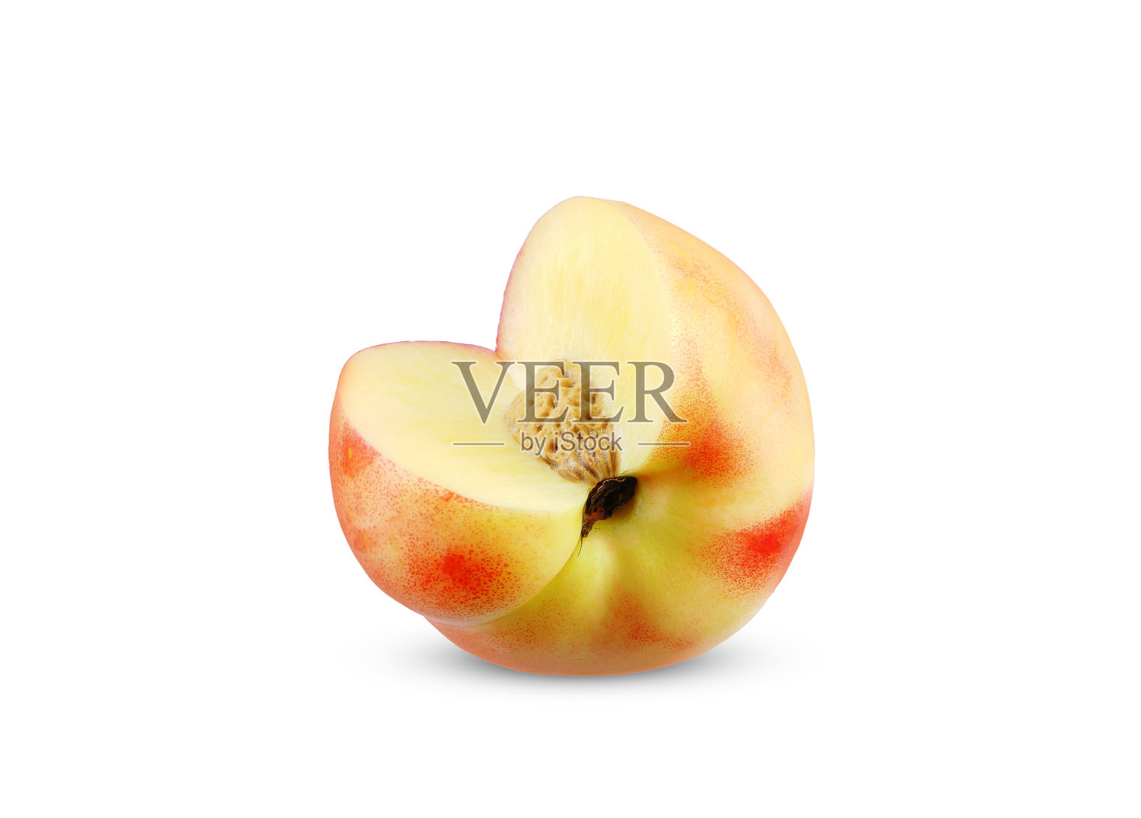 在白色背景上分离的油桃果实。照片摄影图片