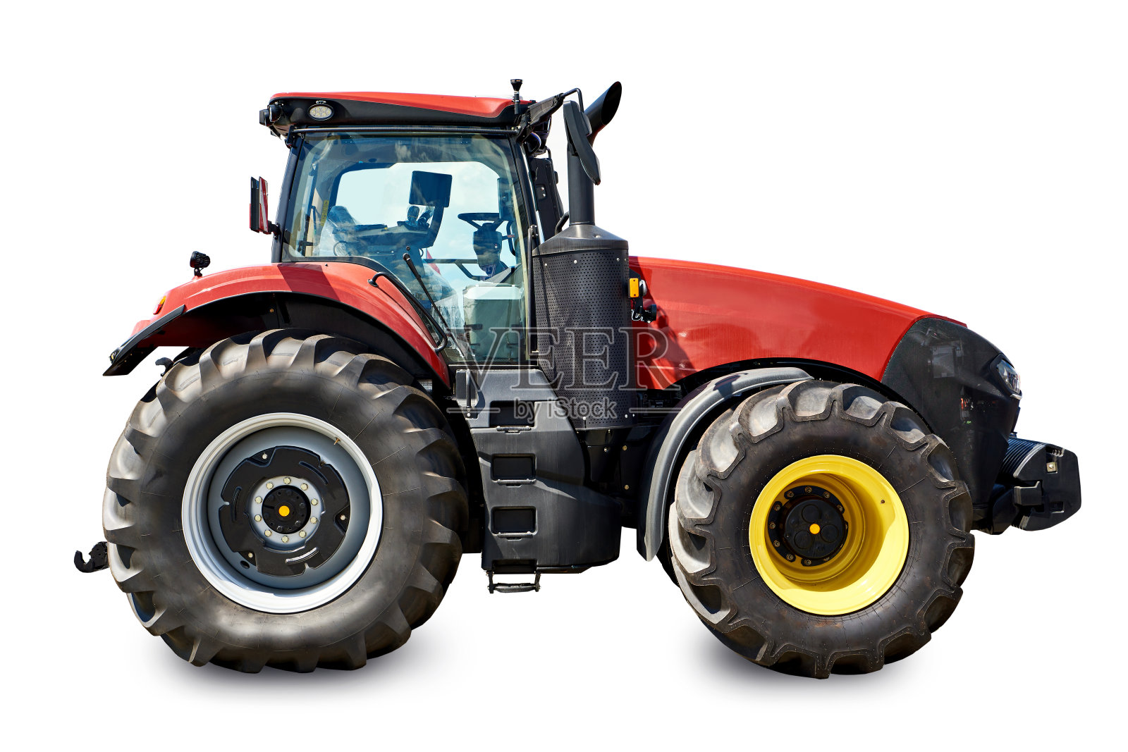 大轮式拖拉机孤立在白色照片摄影图片