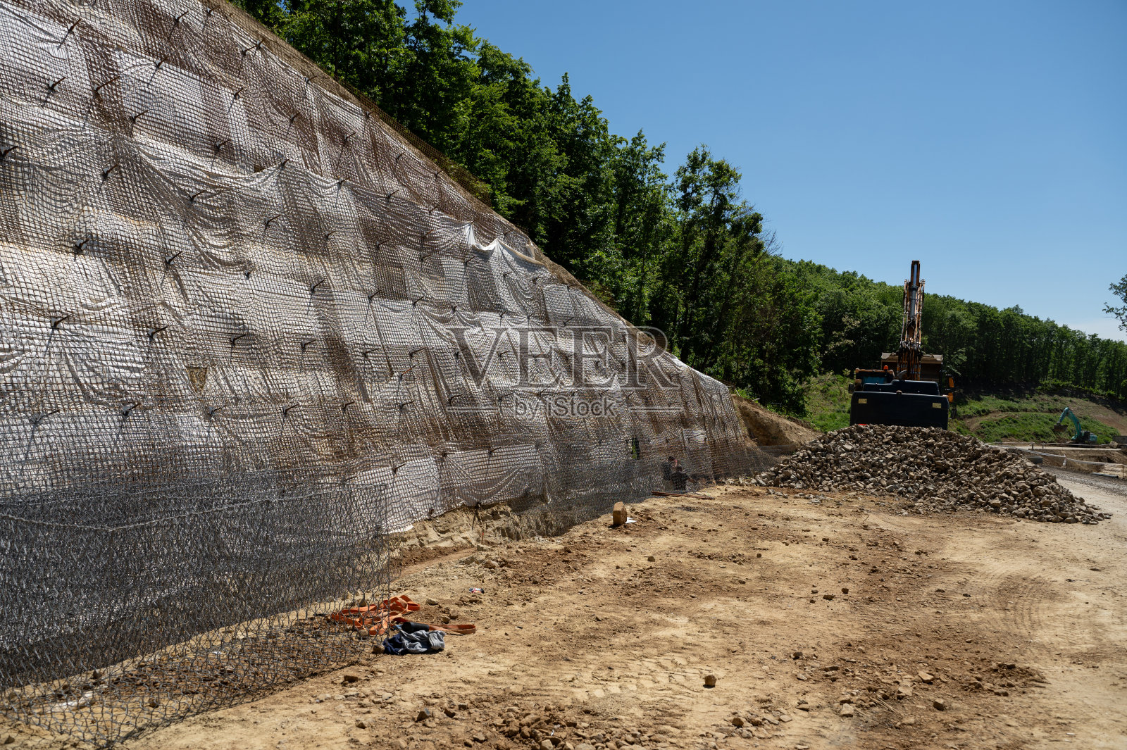 具有侵蚀控制措施的道路建设照片摄影图片