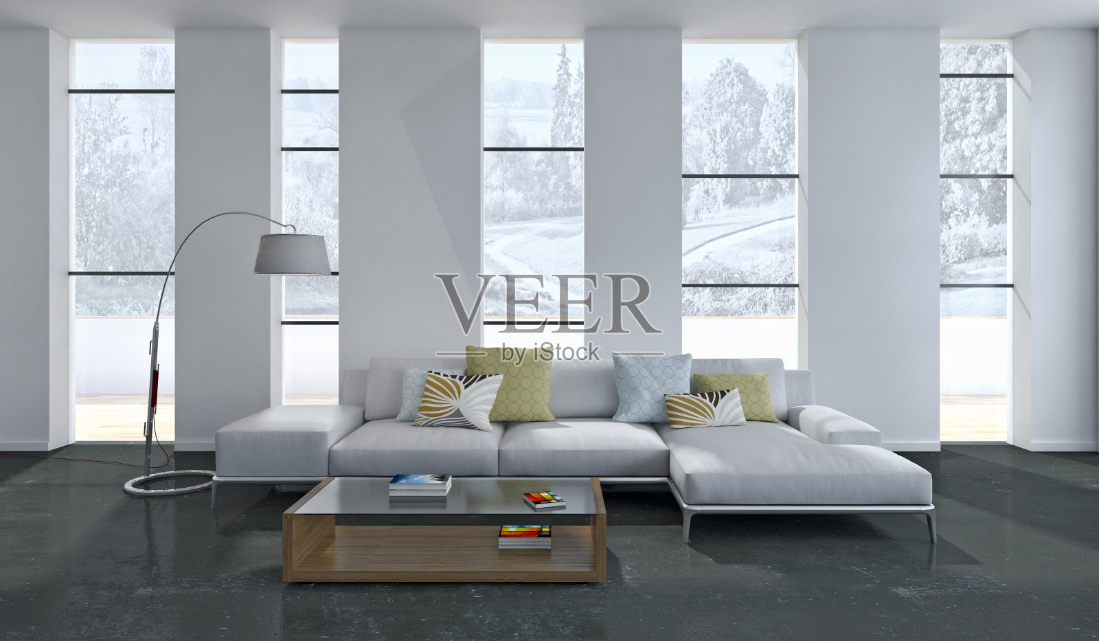 大型豪华现代明亮内饰客厅模型插图3D渲染图像照片摄影图片