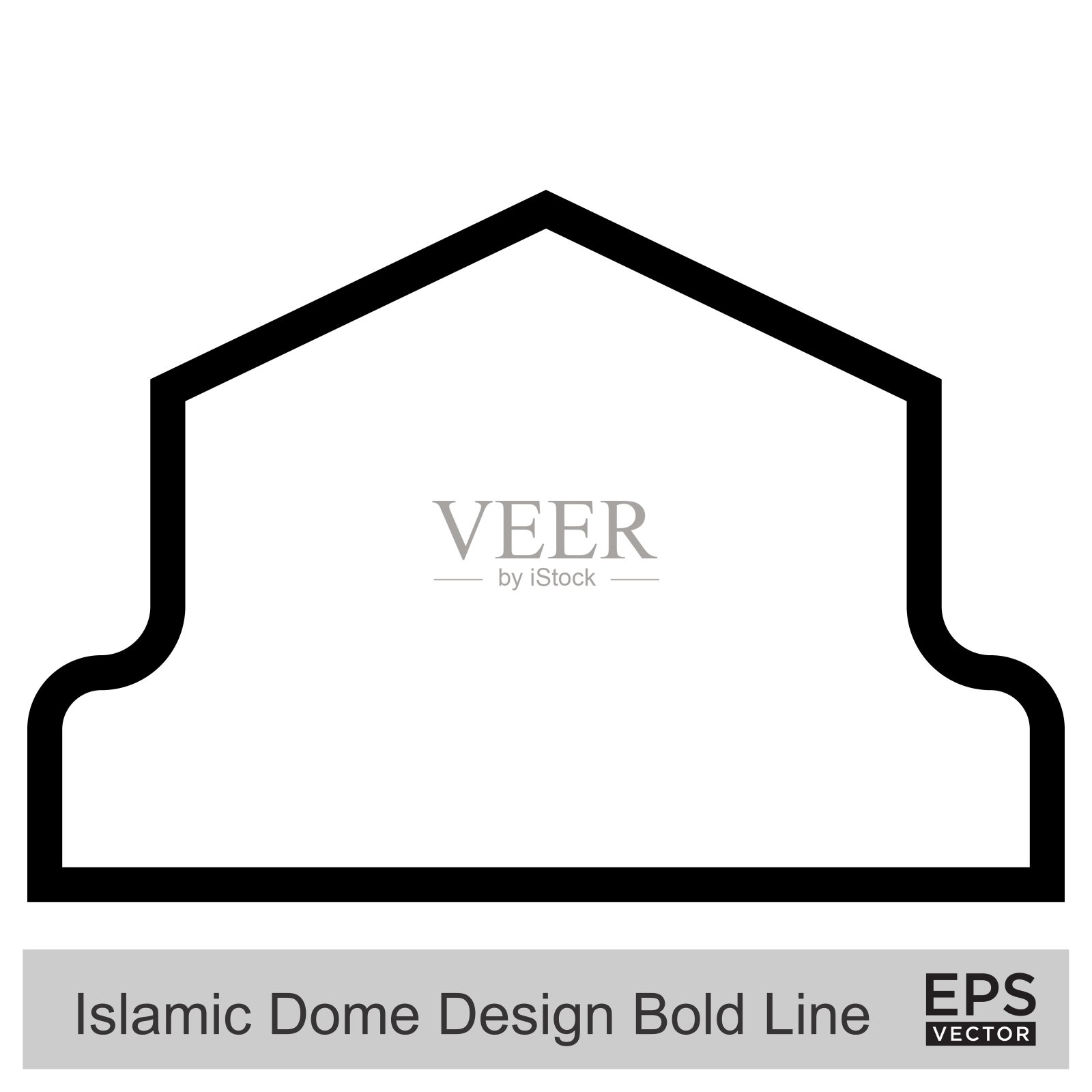伊斯兰圆顶设计粗线轮廓线黑色线条轮廓设计象形符号视觉说明插画图片素材