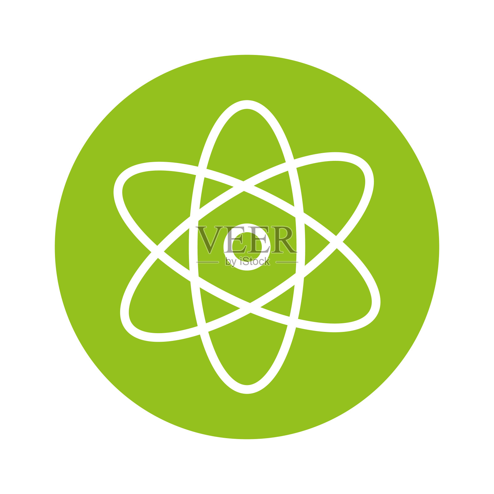 原子图标。绿色和白色的设计。科学的象征。矢量插图。插画图片素材