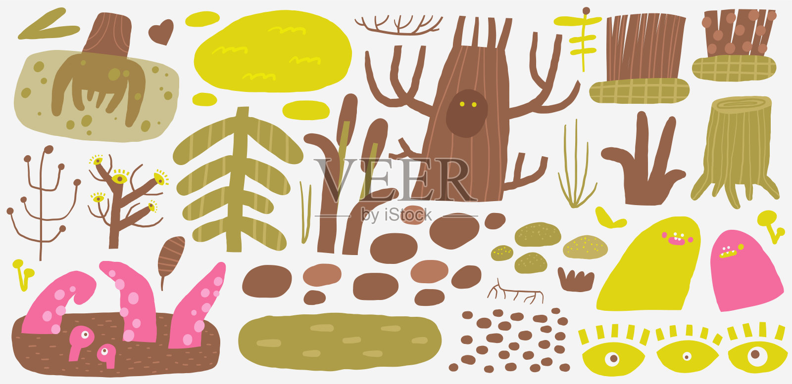 可爱的手绘涂鸦对象集插画图片素材