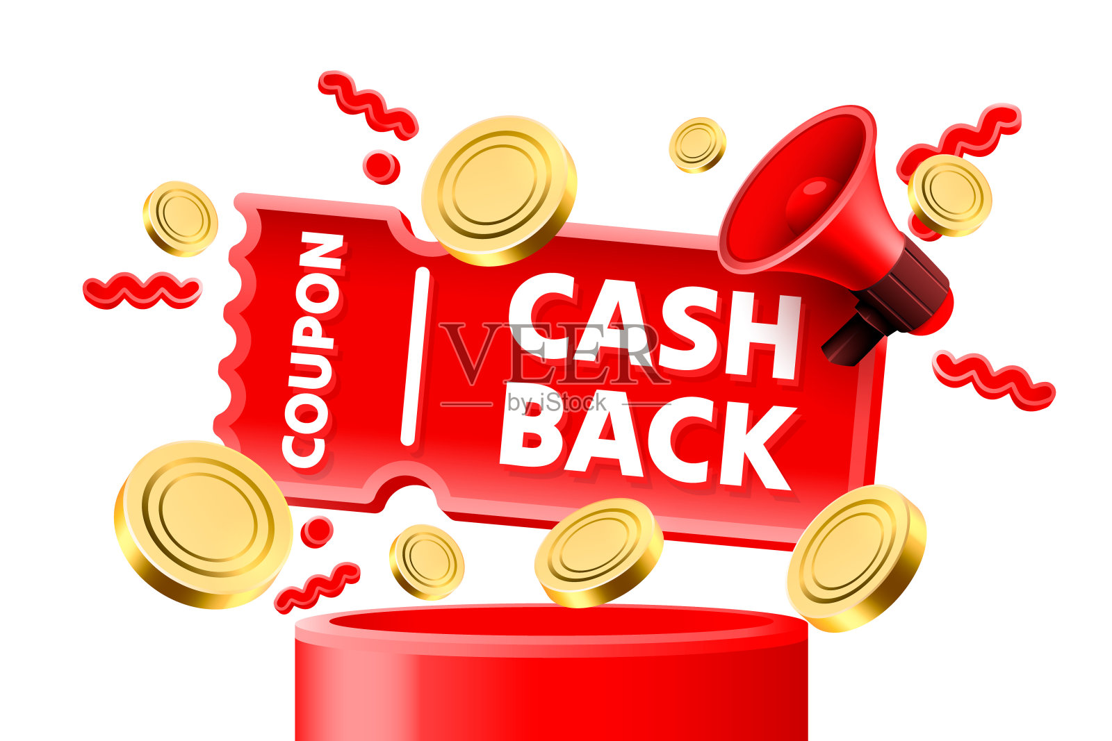 现金返还券,金融支付标签。矢量图插画图片素材
