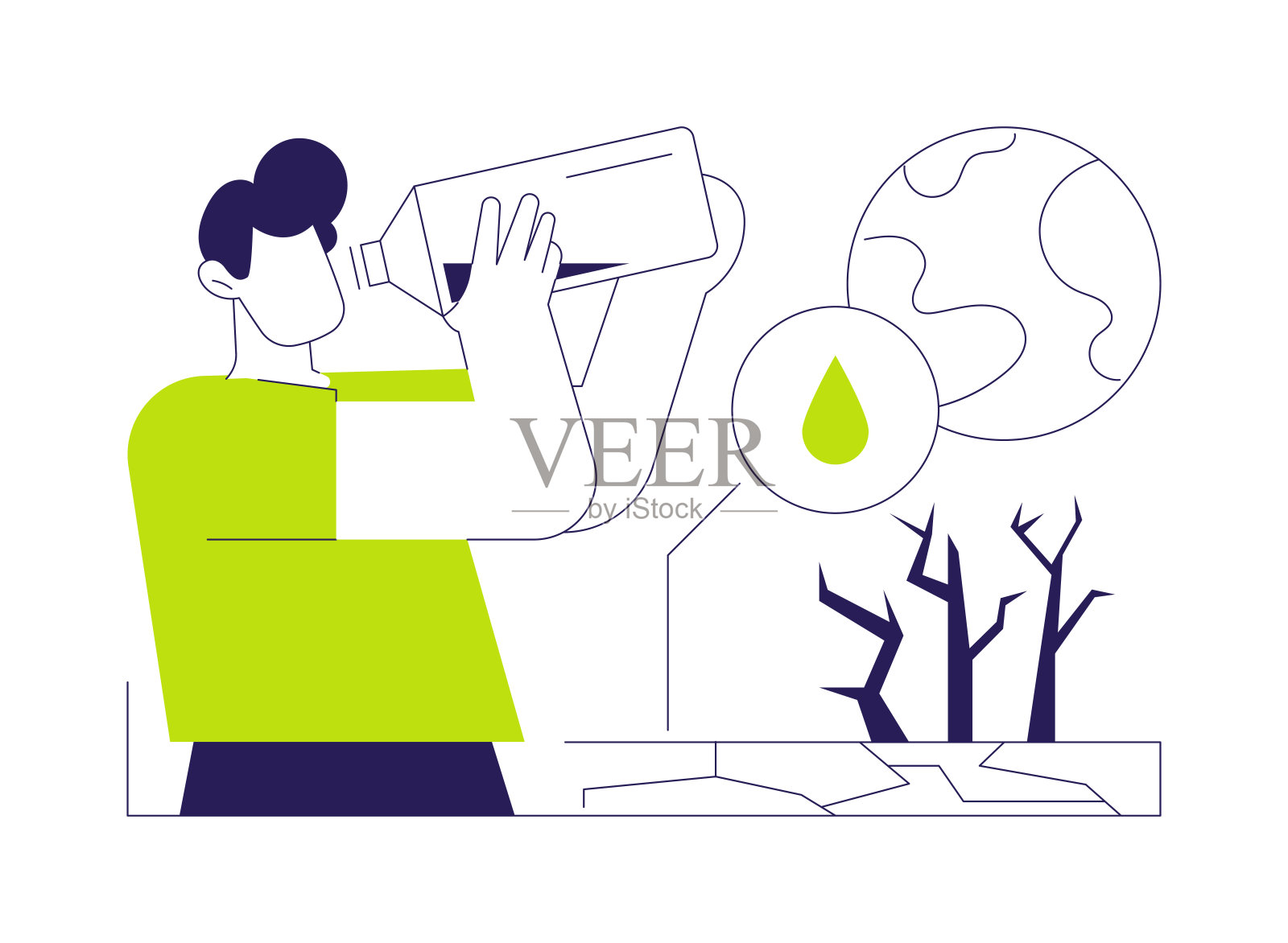 缺乏饮用水抽象概念矢量插图。插画图片素材