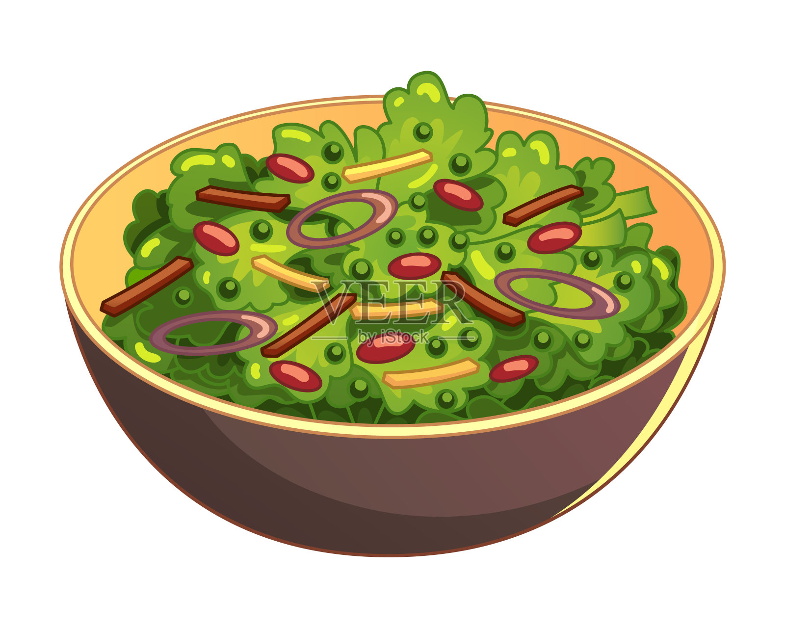 蔬菜沙拉西餐矢量卡通插图插画图片素材