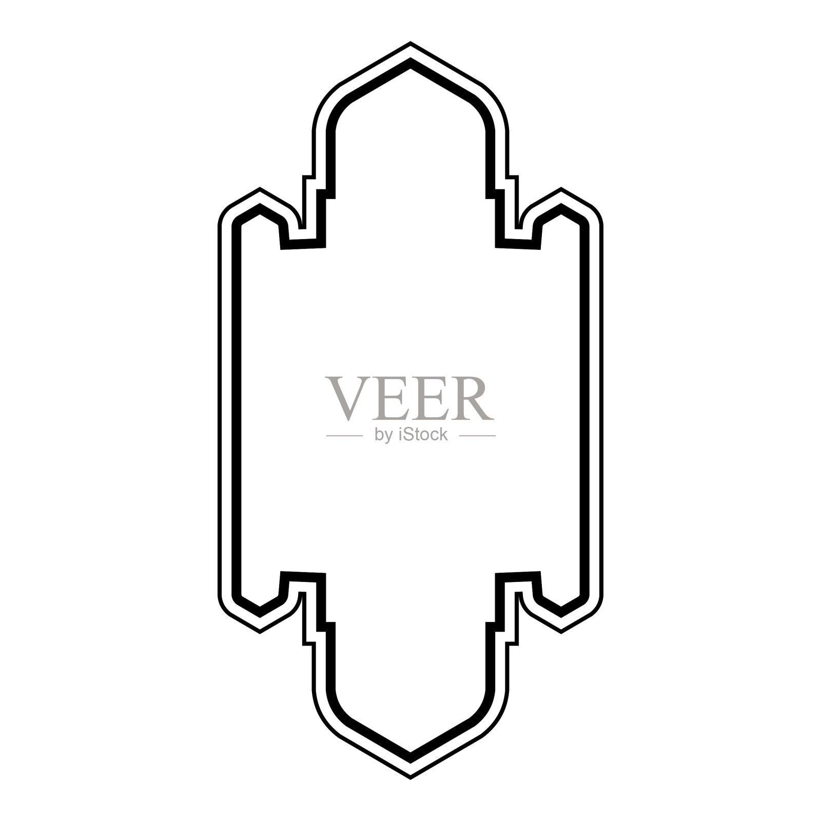 伊斯兰垂直框架设计双线轮廓线黑色笔画轮廓设计象形符号视觉说明插画图片素材