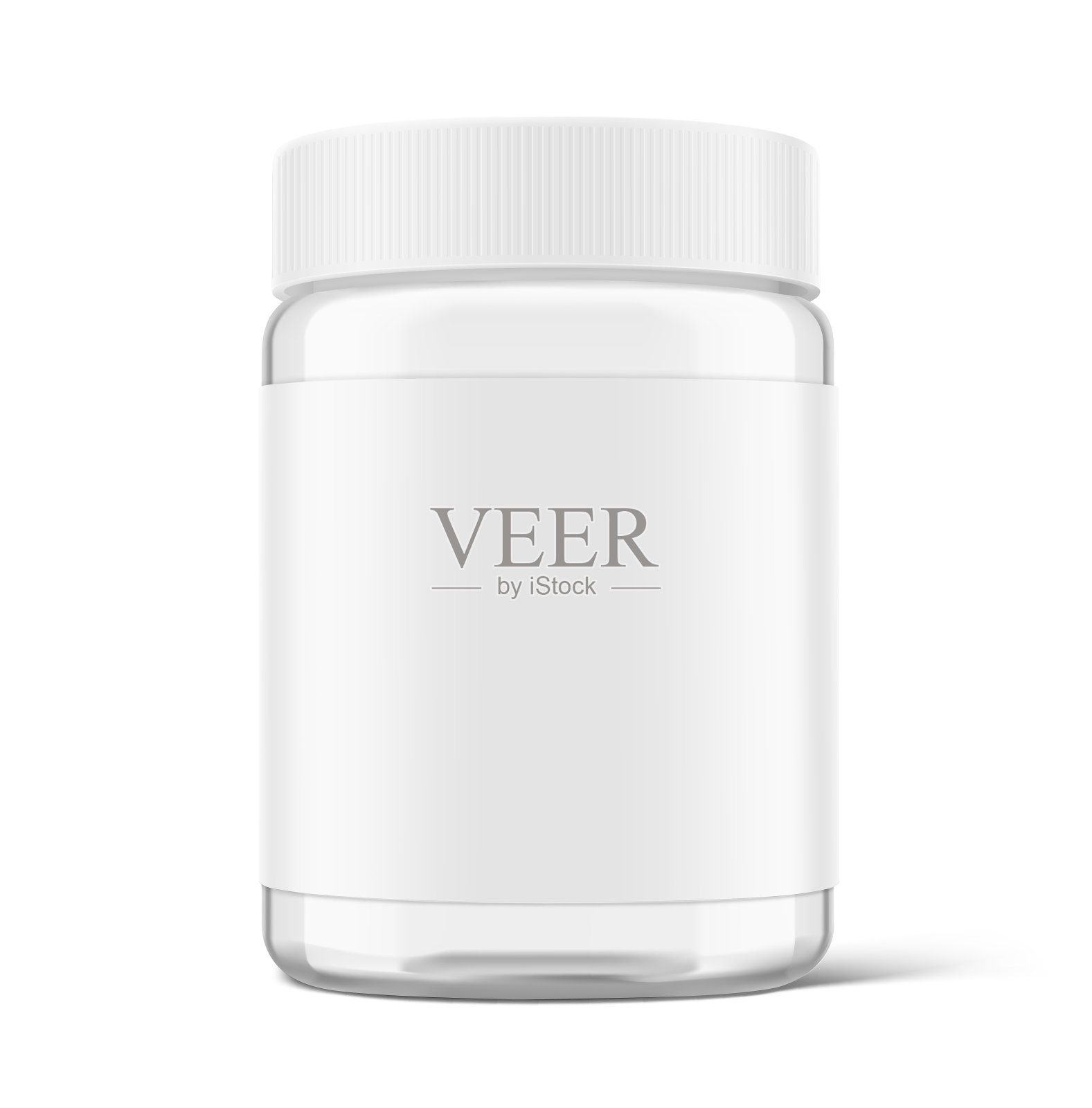 清晰的宽口玻璃罐与标签模型的食品。插画图片素材