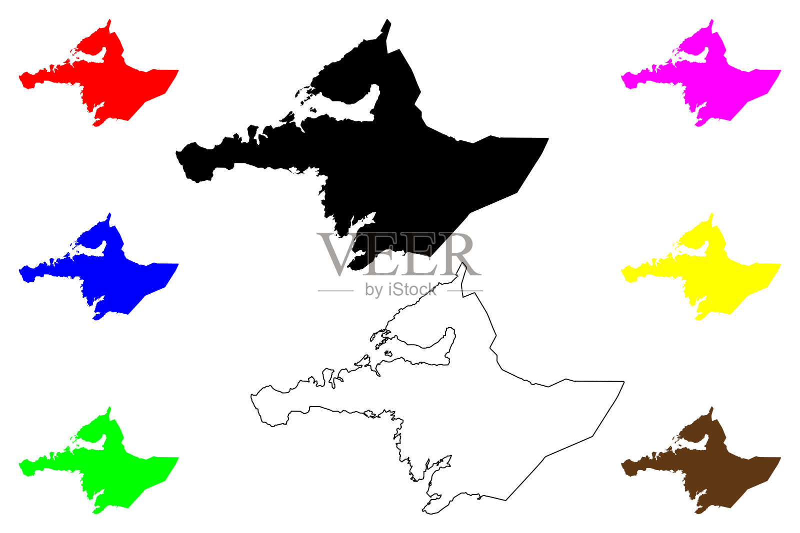 西部地区(冰岛岛,冰岛地区)地图矢量插图,涂鸦素描Vesturland地图插画图片素材