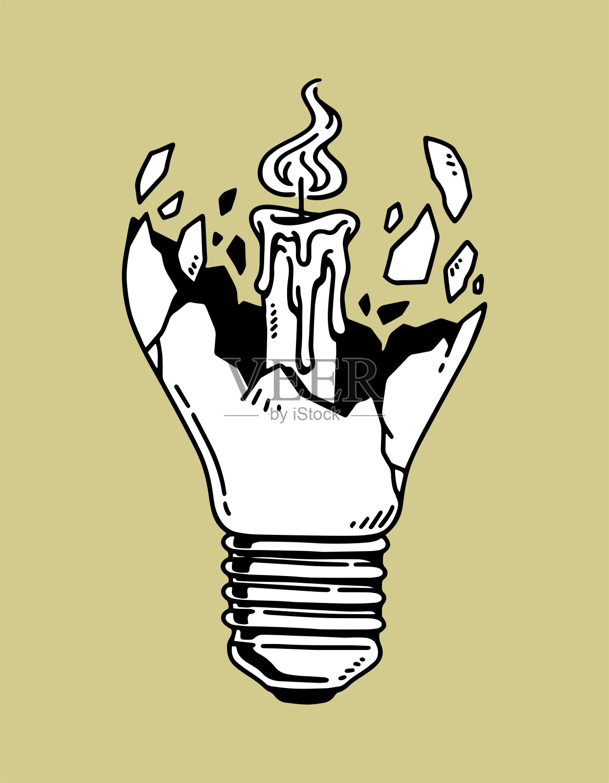 幻想灯泡内蜡插图,绘画,墨水,线条艺术插画图片素材