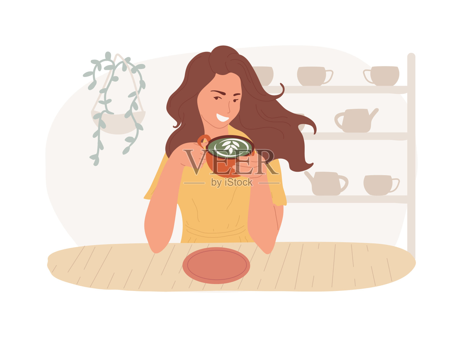 抹茶孤立的卡通矢量插图。插画图片素材