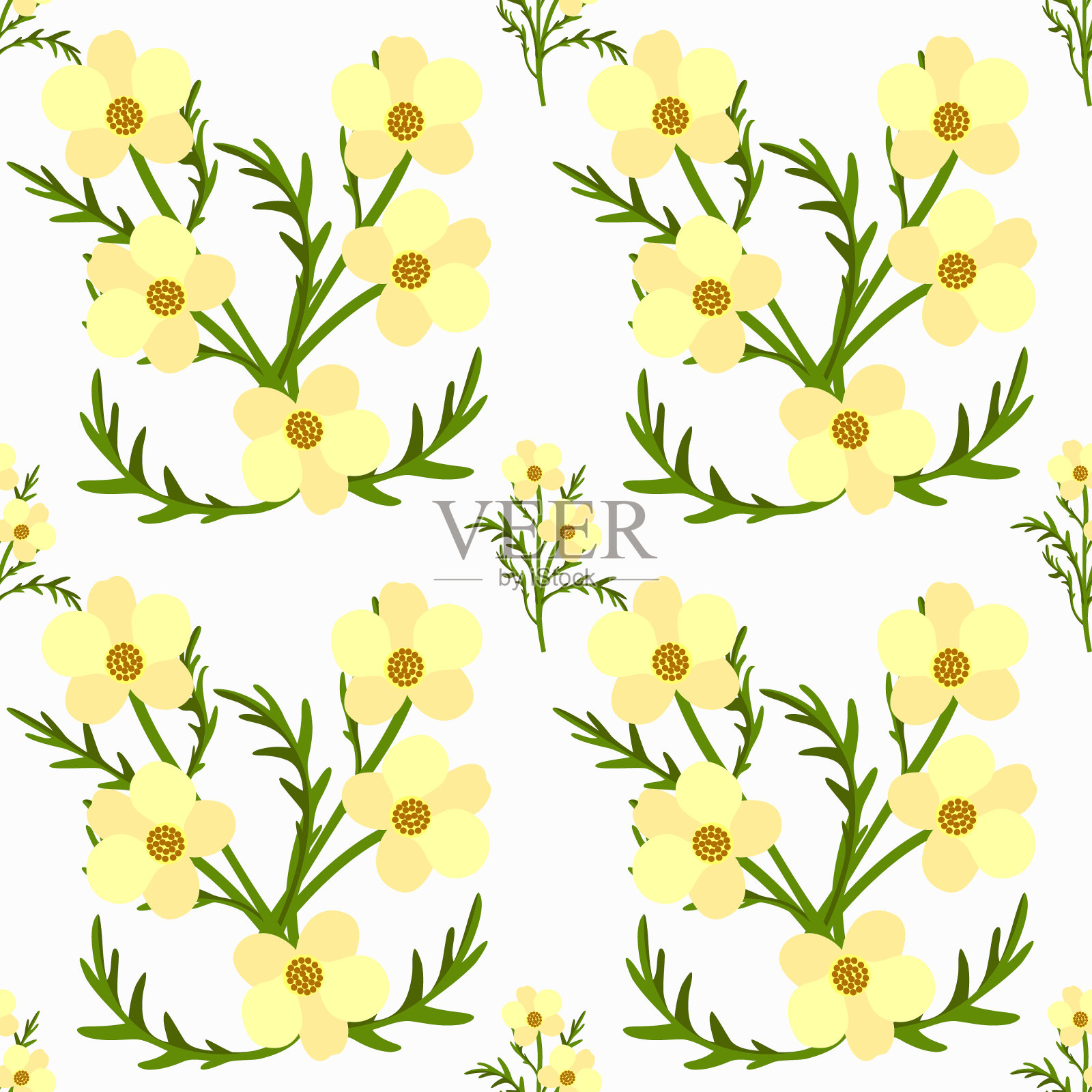 矢量-夏季花无缝图案。插画图片素材