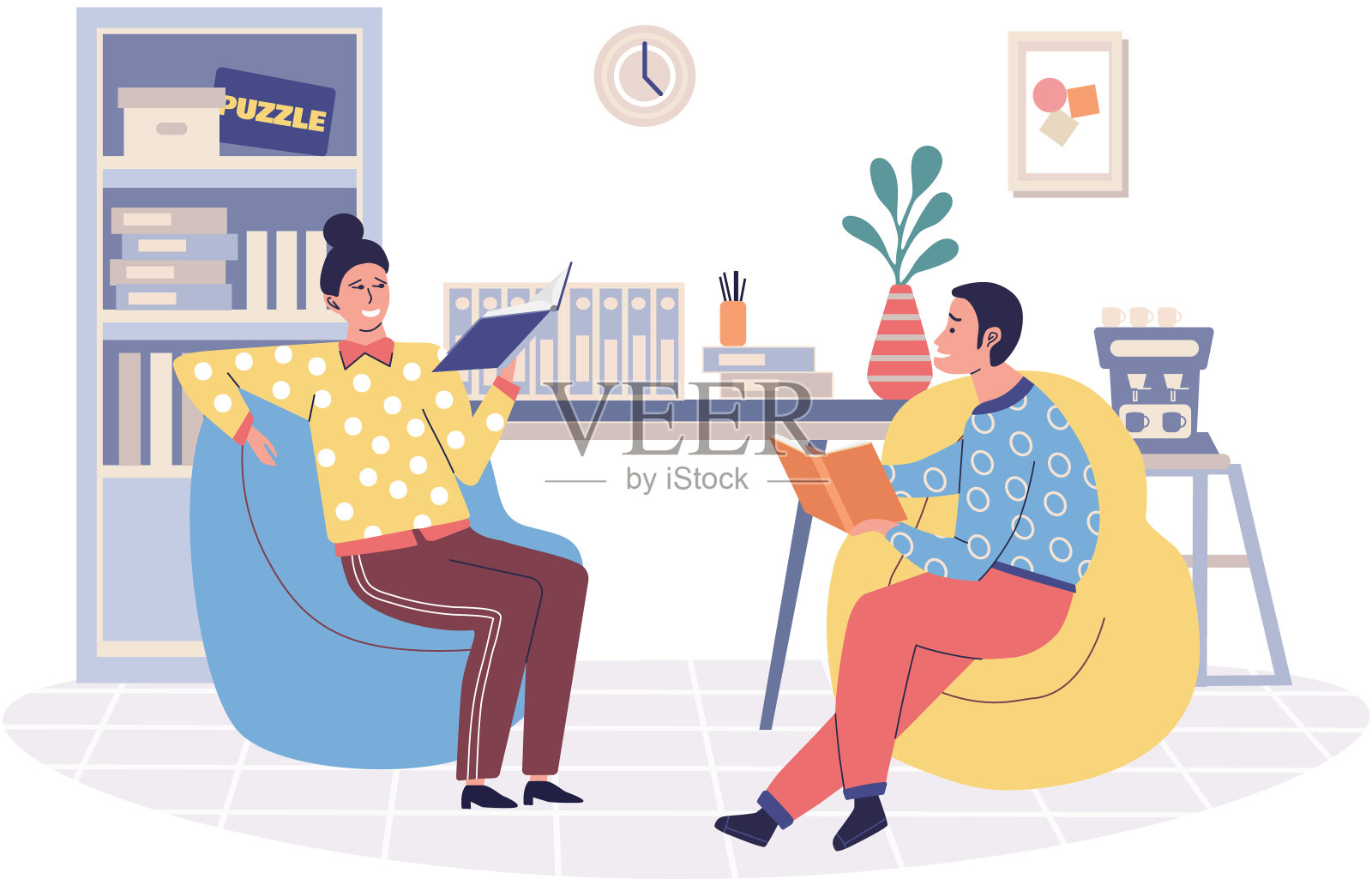 人们放松。人们在平静的环境中找到幸福插画图片素材