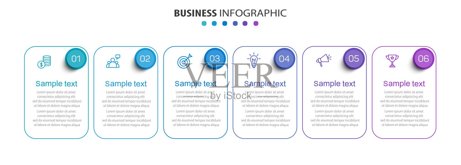 业务矢量信息图设计模板与6个选项或步骤插画图片素材