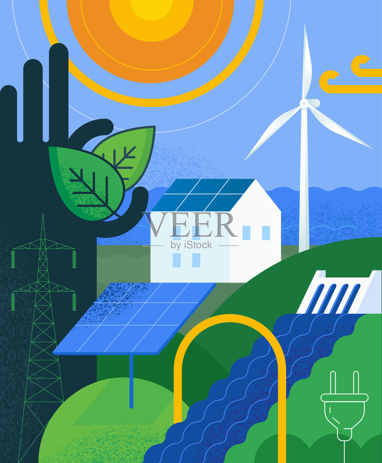 绿色能源插画图片素材