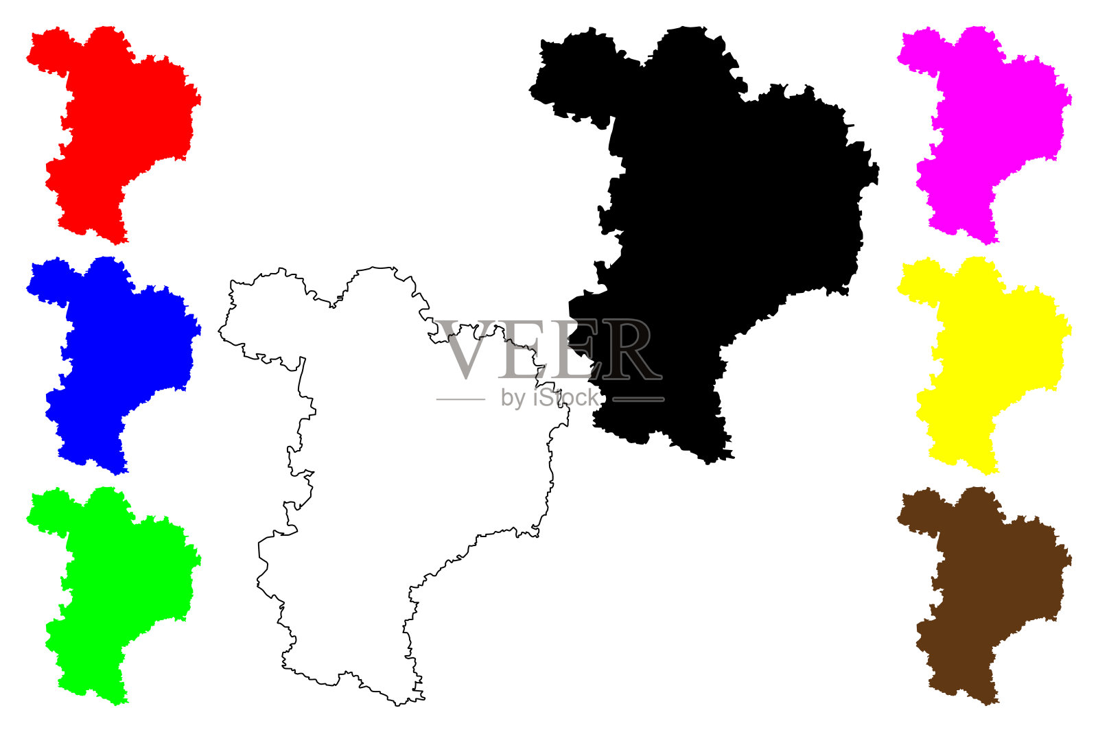 凯尔海姆地区(德意志联邦共和国,农村地区下巴伐利亚州,自由巴伐利亚州)地图矢量插图,涂鸦素描凯尔海姆地图插画图片素材