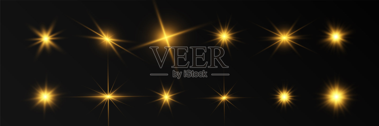 一组明亮的星星。光的火花。那颗星闪烁得很明亮。一组发光效果。插画图片素材