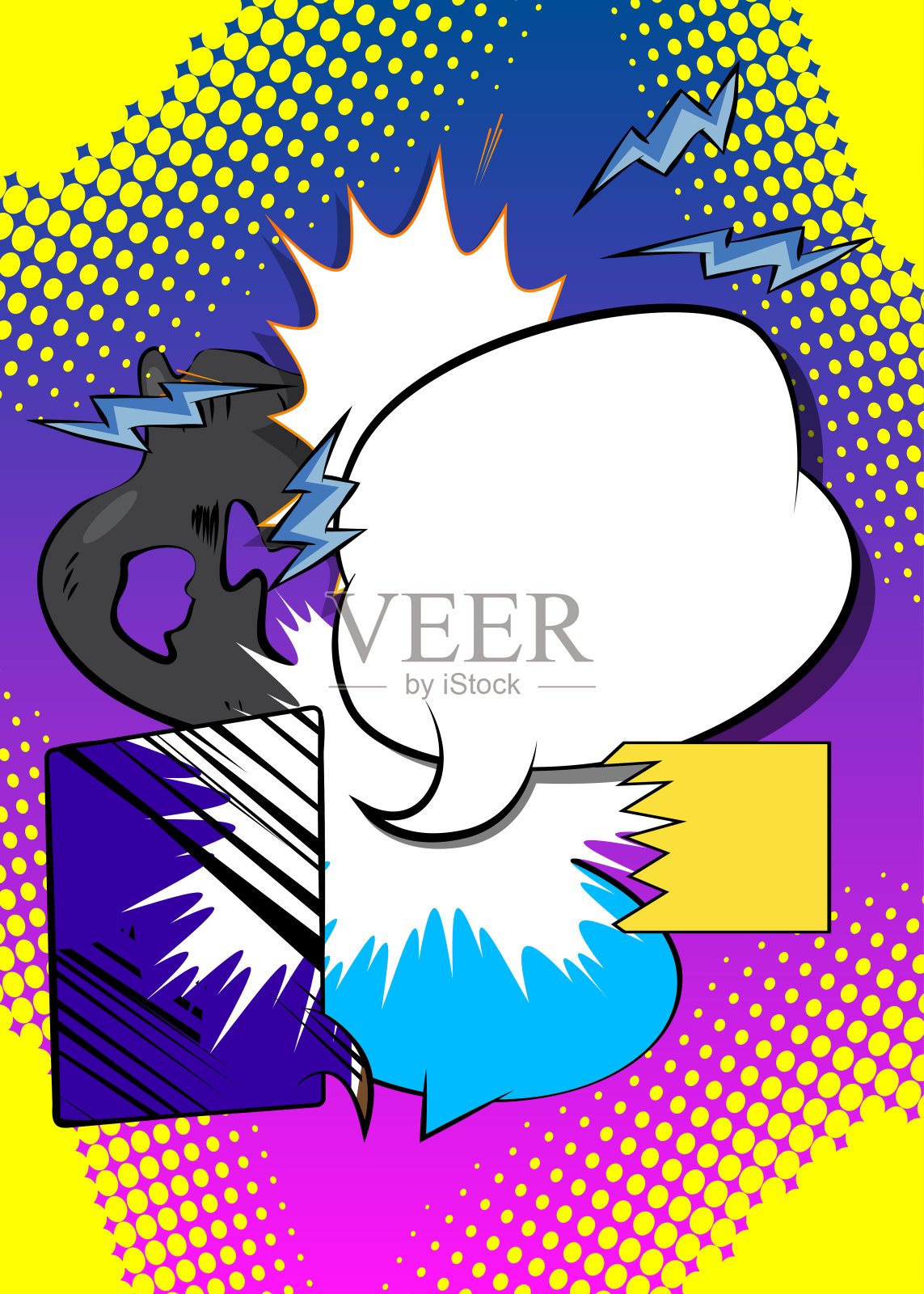 超级卡通背景,漫画书抽象背景。复古矢量漫画波普艺术插图设计。插画图片素材