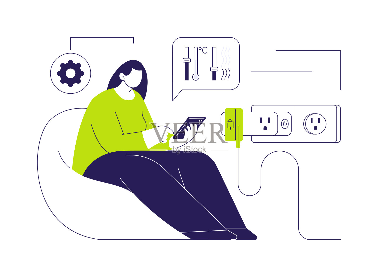 智能插头抽象概念矢量插图。插画图片素材