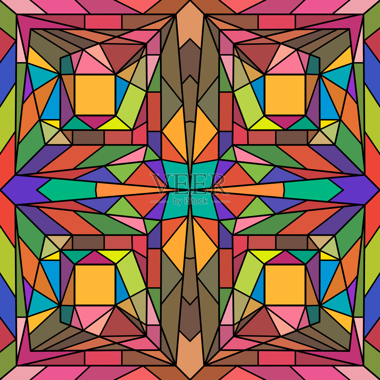 控制论对称:现代未来主义几何抽象背景插画图片素材