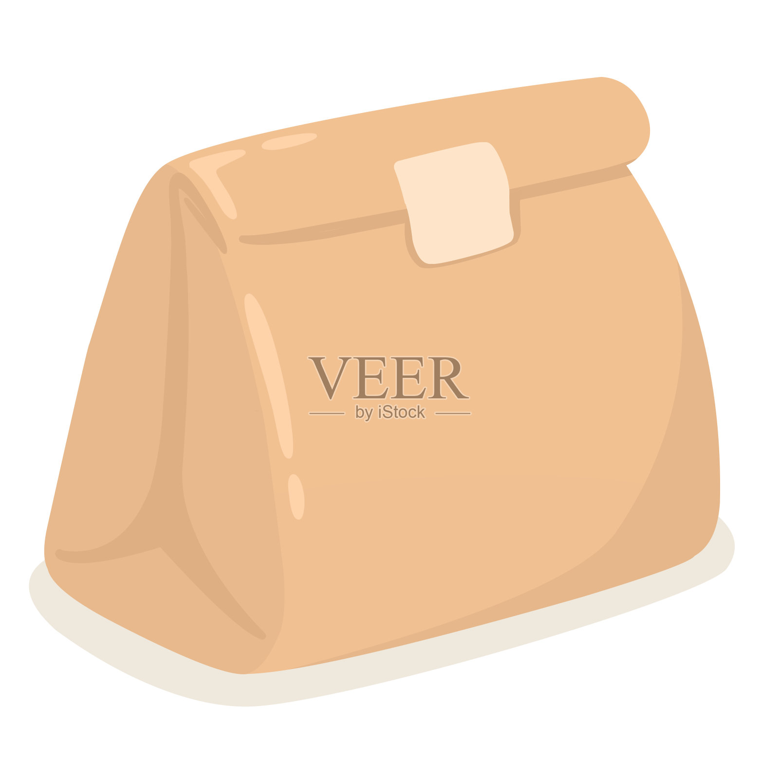 午餐袋,手工午餐袋在平面风格。插画图片素材